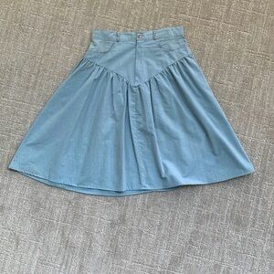 Western Yoke Modern Cowgirl Prairie Light Denim Jean Skirt Vintage Women 13